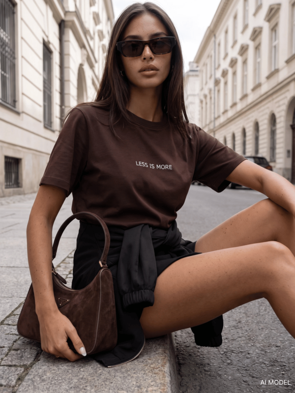 T-shirt Less Is More Brązowy