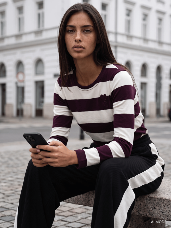 Bluzka Ferley Big Stripes Fioletowa