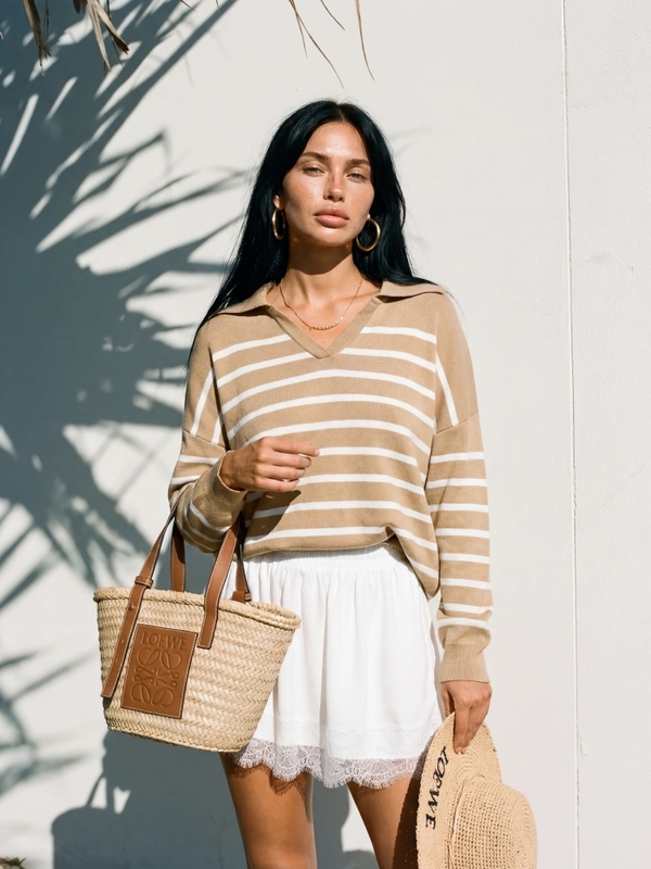 Sweter Rowan Stripes Karmelowy