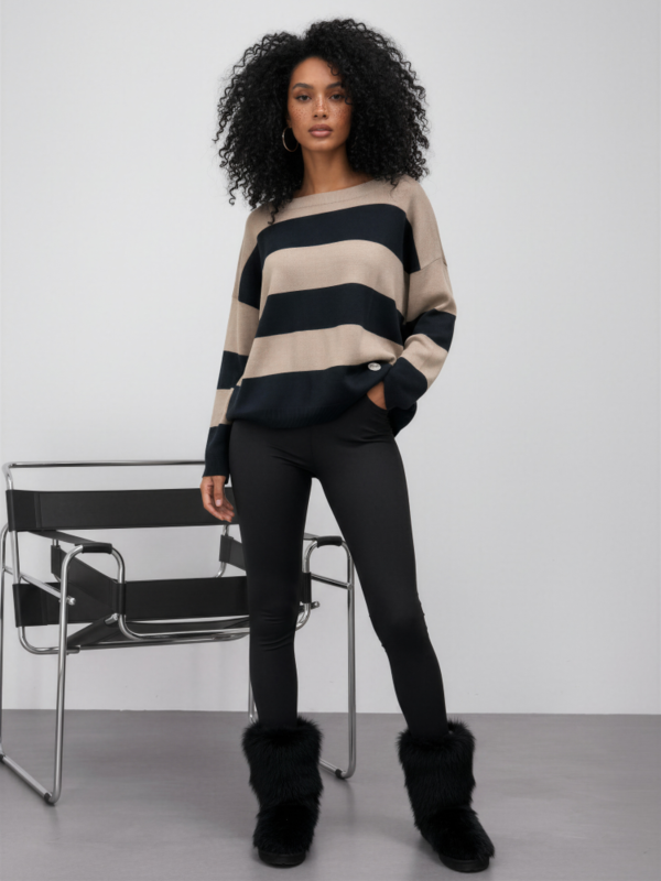 Sweater Macan Stripes Black Latte