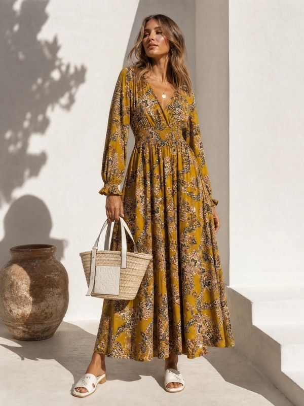 Sukienka Halena Boho Pattern Musztardowa