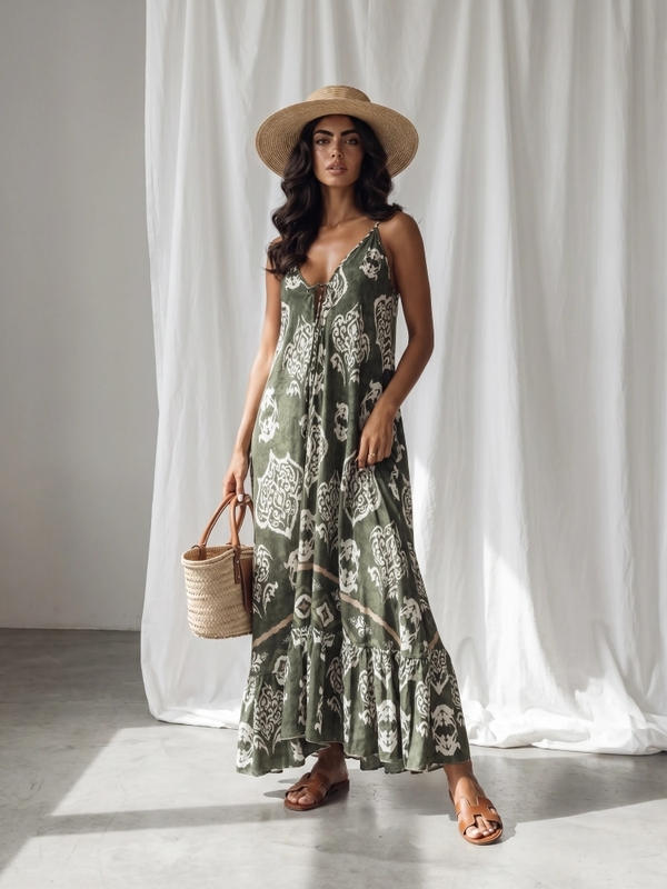 Sukienka Elizabeth Boho Oliwkowa