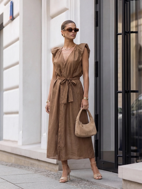 Sukienka Caspera Karmelowa