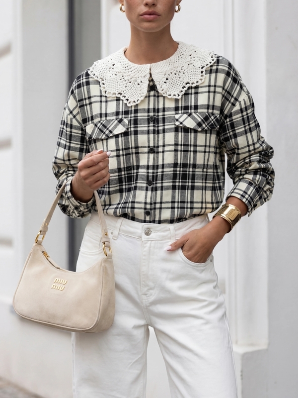 Koszula Dinelza Check Kremowa