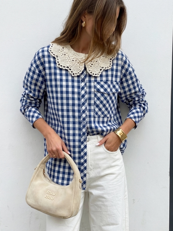 Shirt Winifred White Blue