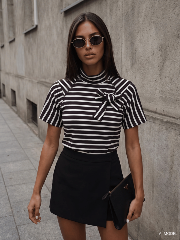 Bluzka Margot Stripes Brązowa