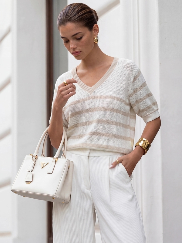 Sweter Arden Stripes Ecru