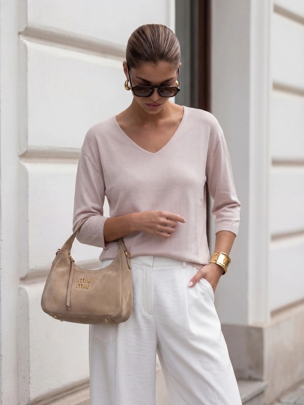 Sweter Adriel Premium Pudrowy