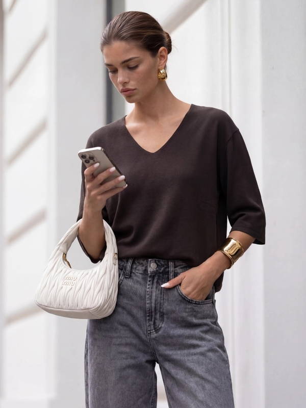 Sweter Adriel Premium Brązowy