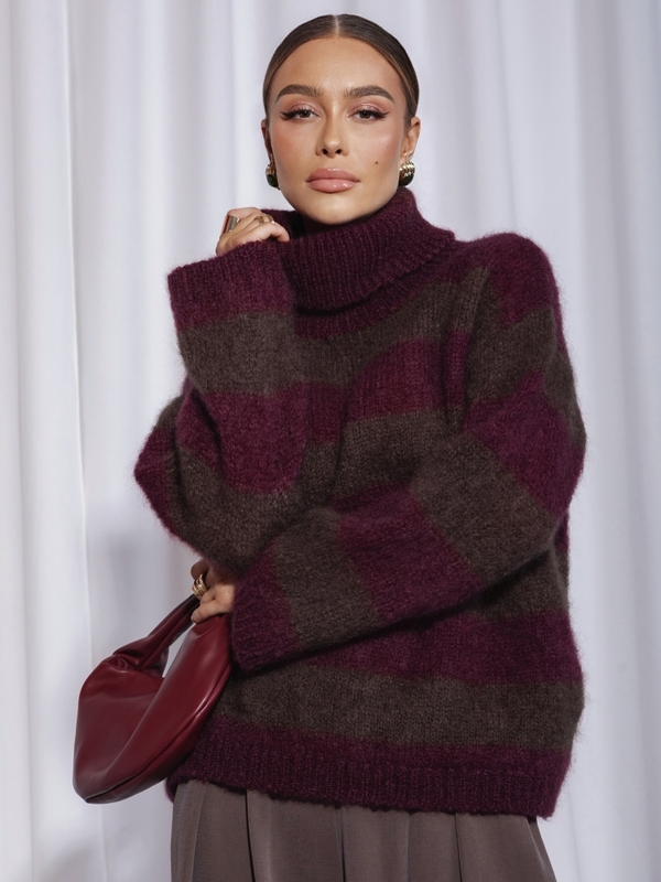 Sweter Crispin Premium Brown Bordowy