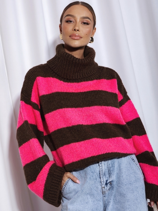 Sweter Kamos Fuchsia Brązowy