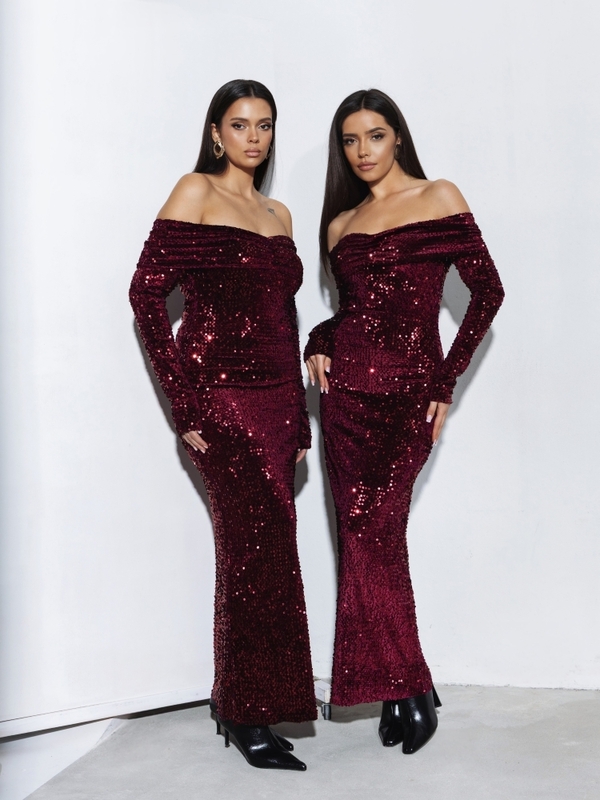 Sukienka Arlina Bordowa