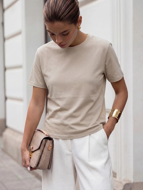 T-shirt Lamer Beżowy