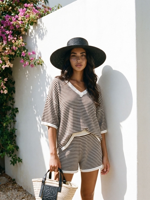 Sweter Marsean Stripes Brązowy