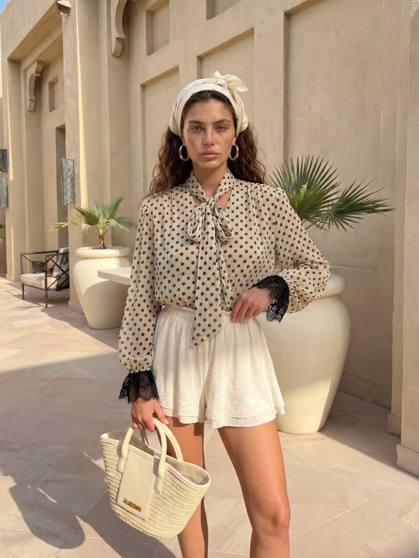 Shirt Nozomi Dots Beige