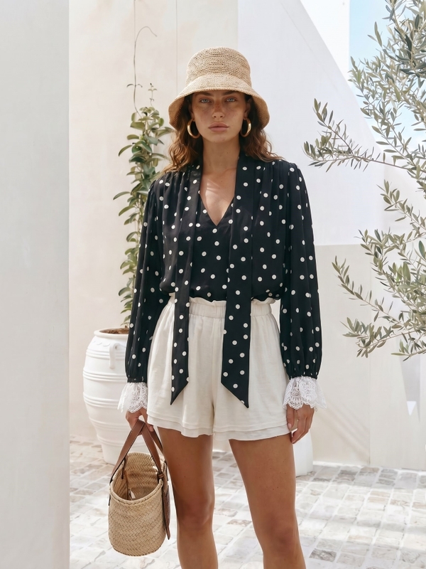 Shirt Nozomi Dots New Black