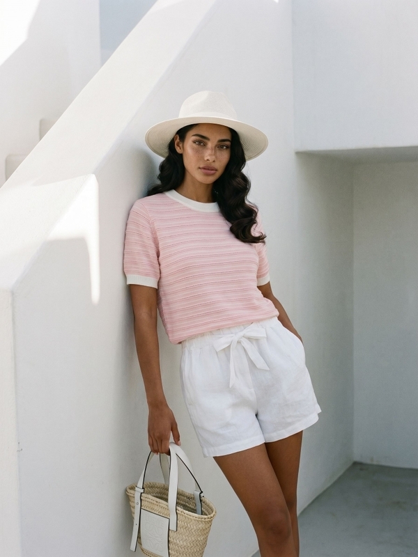 Sweter Harvey White Różowy