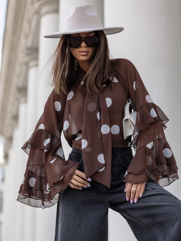 Koszula Larissa Dots Brązowa