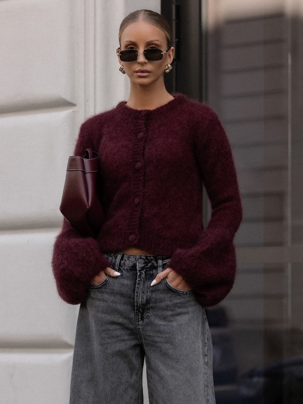 Sweter Frank Premium Bordowy