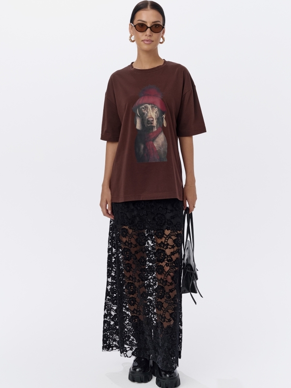 T-shirt Flint Brązowy