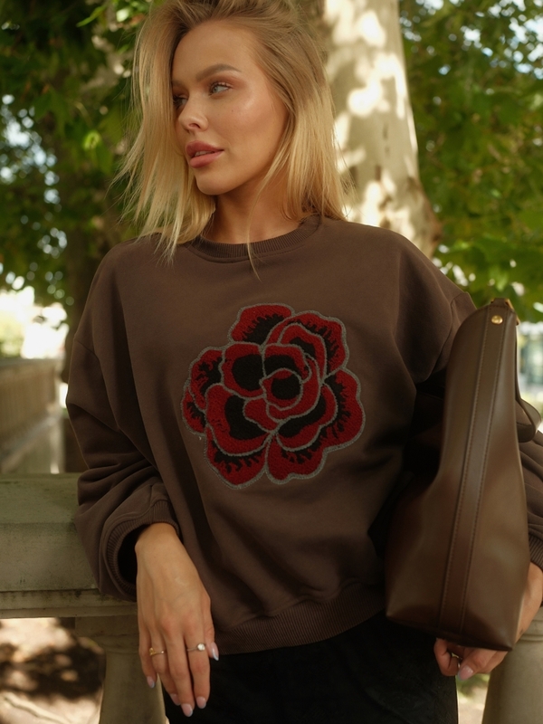 Bluza Emma Flower Brązowa