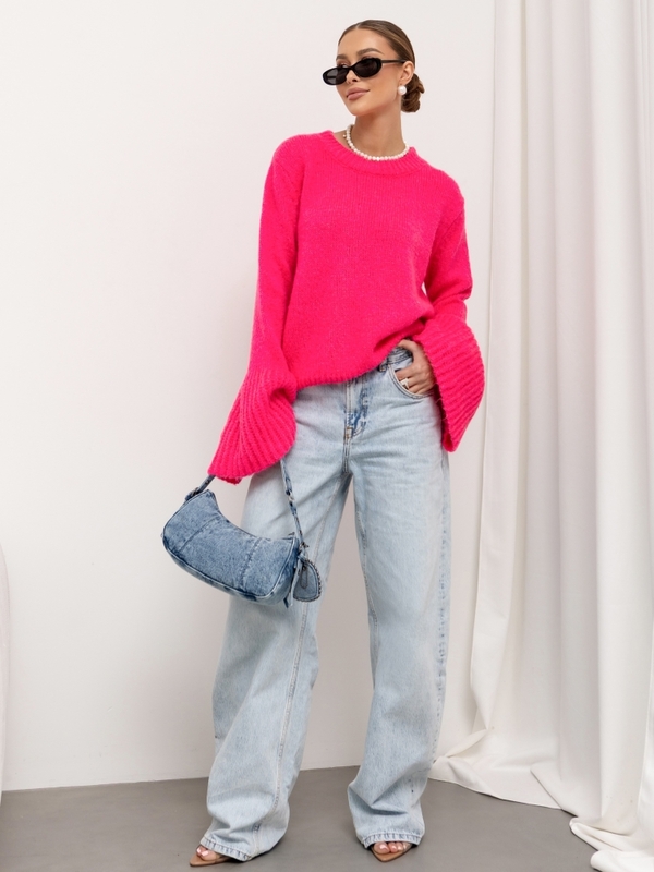 Sweter Calvin Fuksja