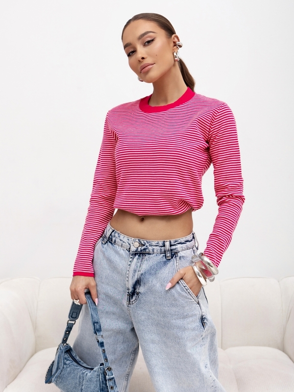 Sweter Ivans Stripes Fuksja