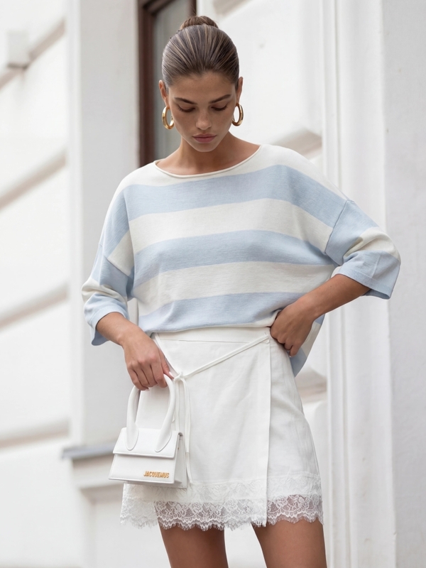 Sweter Farum Big Stripes Błękitny