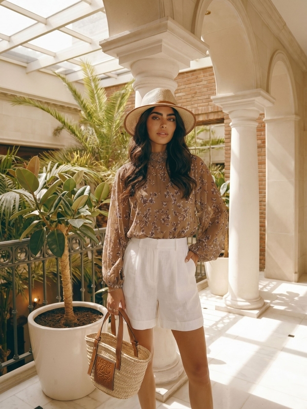 Shirt Monetta Flower Caramel
