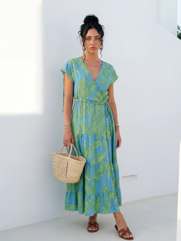 Sukienka Suzanna Leaves Turkusowa