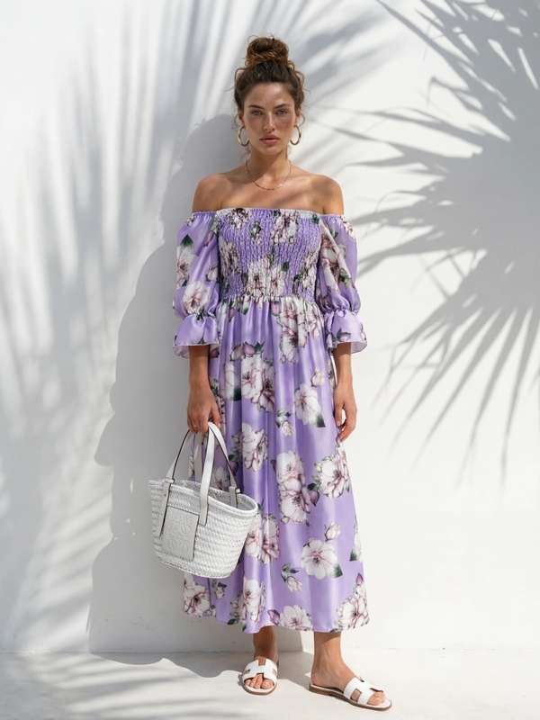 Sukienka Katinga Flower Fioletowa
