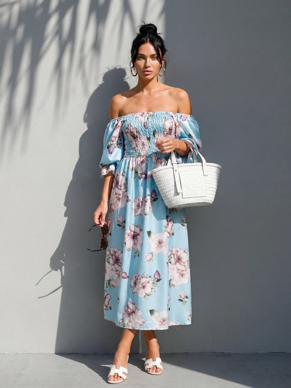 Sukienka Katinga Flower Błękitna