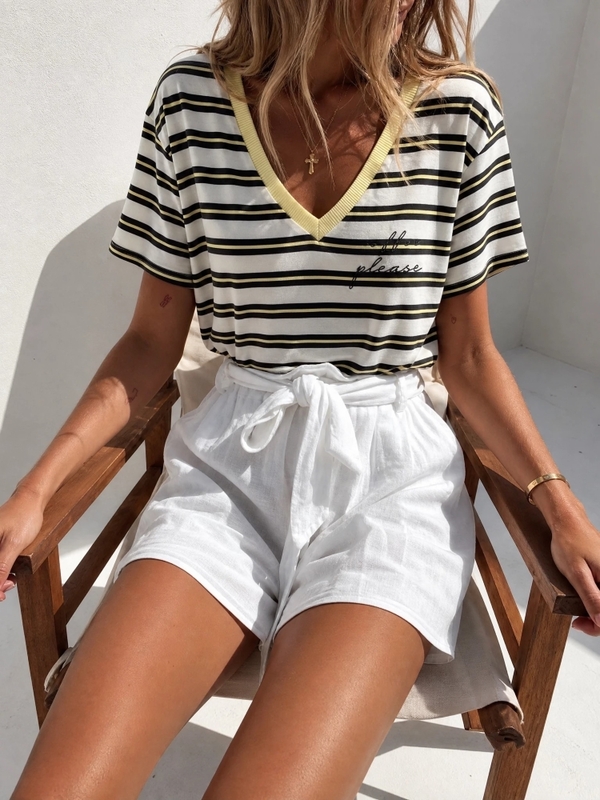 T-shirt Ernestio Stripes Żółty