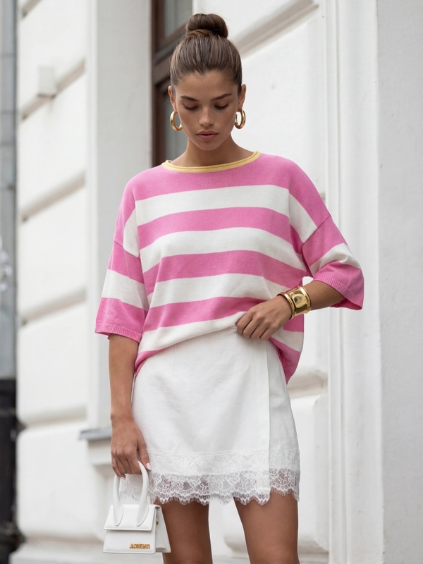 Sweter Emilio Yellow Różowy