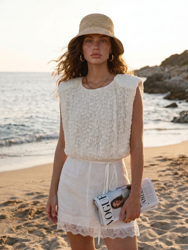 Top Lilori Lace Kremowy