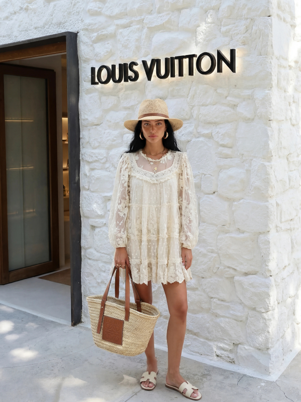 Sukienka Mallas Lace Kremowa