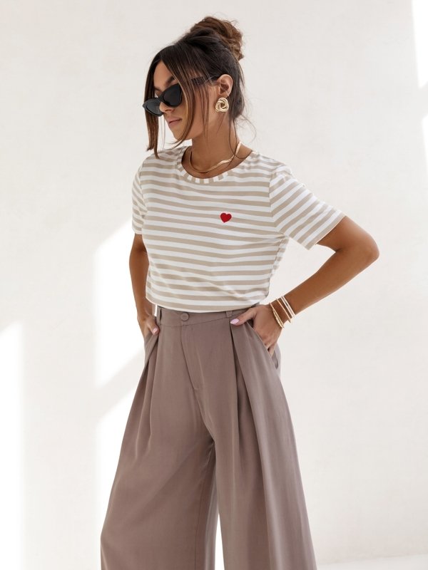 T-shirt Alessia Stripes Beżowy