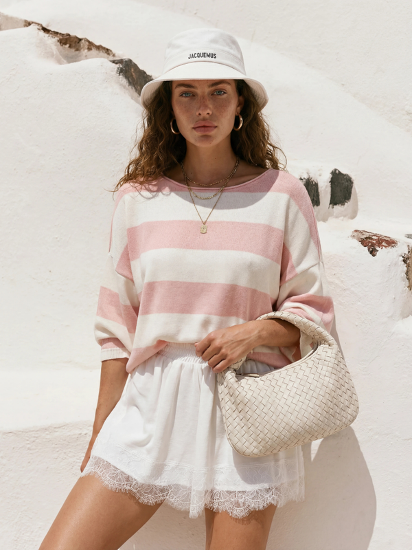 Sweter Farum Big Stripes Różowy