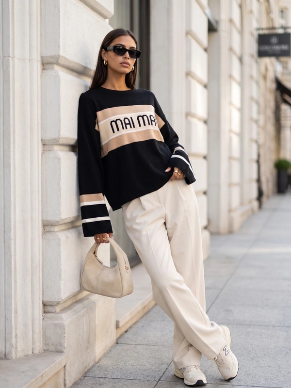 Sweter Alessandro Beige Czarny