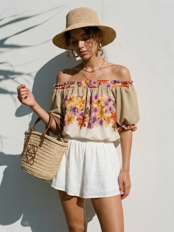 Blouse Gordona Flower Beige