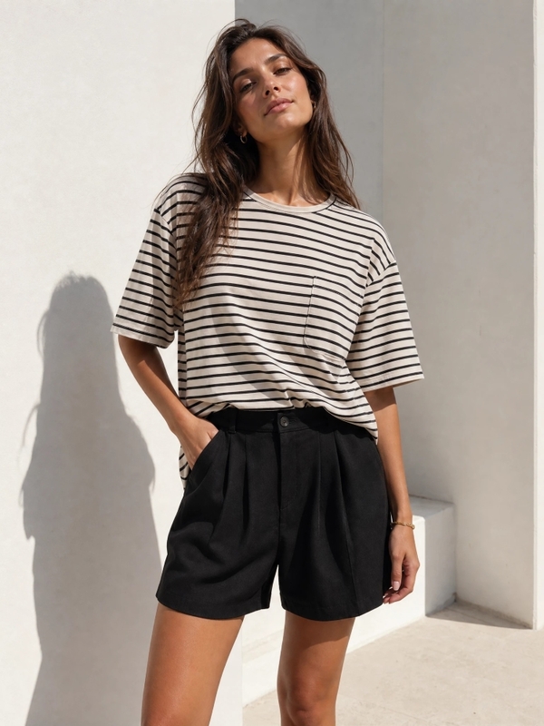 T-shirt Dessi Stripes Beżowy