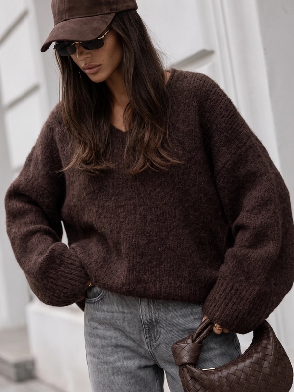 Sweter Nicollo Premium C. Brąz