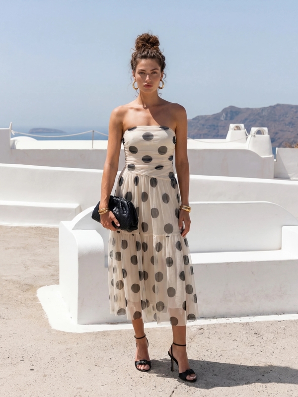 Dress Meliora Dots L Beige