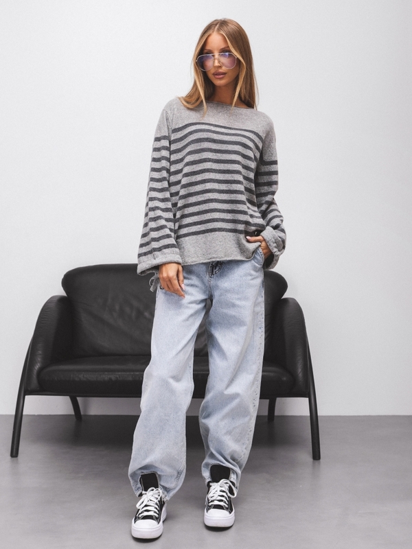 Sweter Roderick Stripes Szary