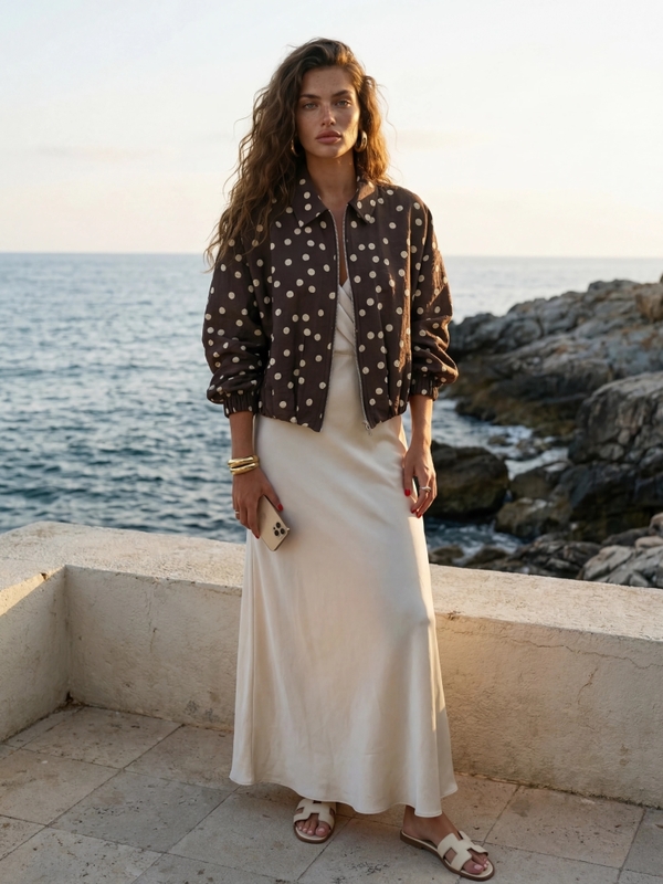 Kurtka Elara Dots Brązowa