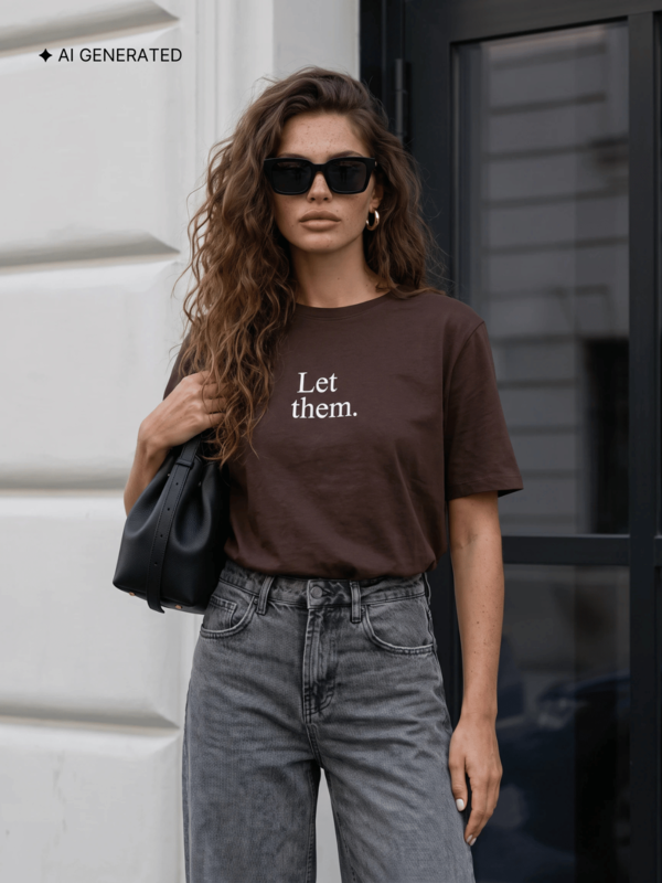 T-shirt Let Them Brązowy