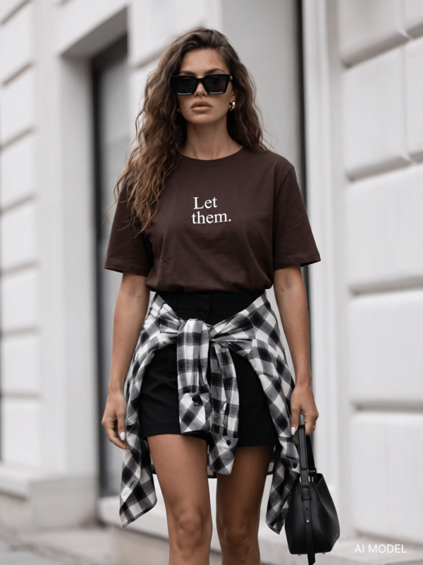 T-shirt Let Them Brązowy